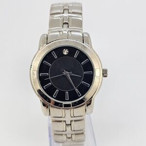 Men's Diamond Watch 40MM‎ Black Dial Gray Bracelet Band 8" New Battery